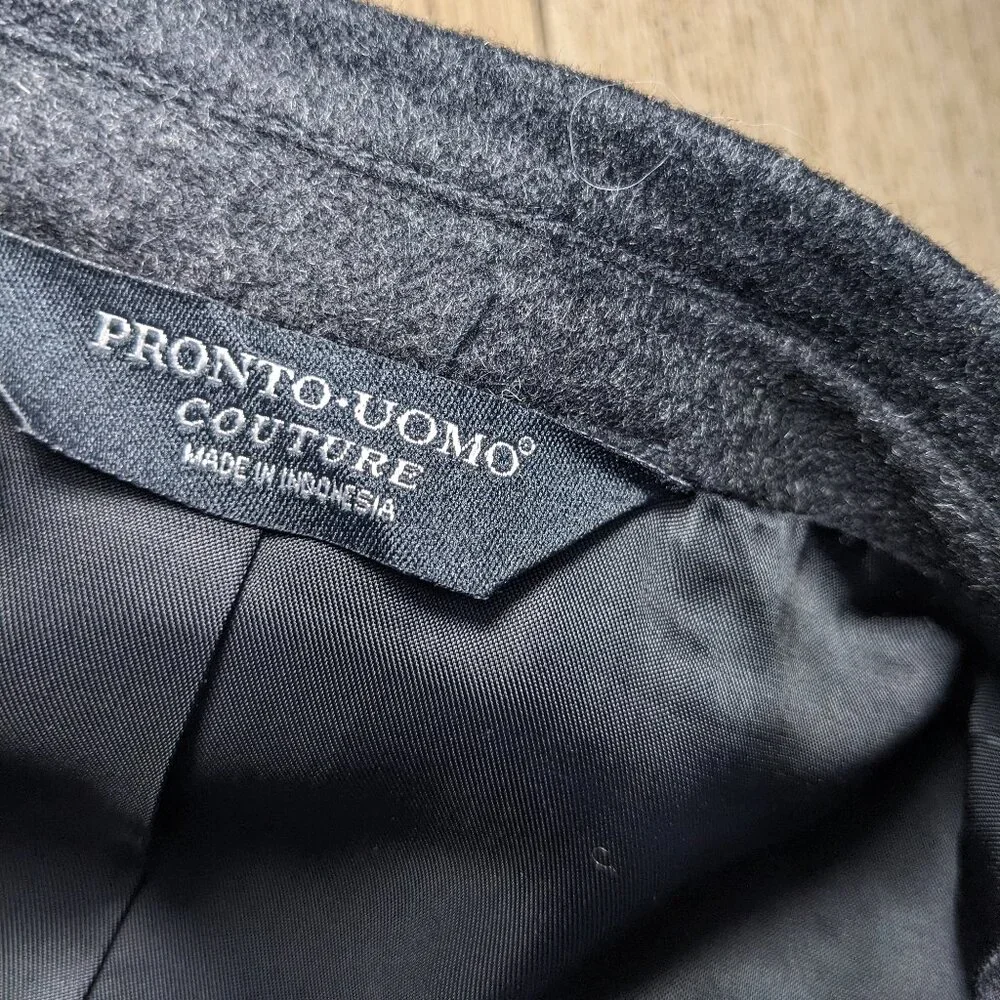 Pronto Uomo Blazer Mens 42R Dark Gray 100% Cashmere Couture Sports Coat Jacket